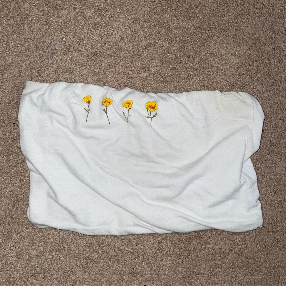 White tube top w/ flowers